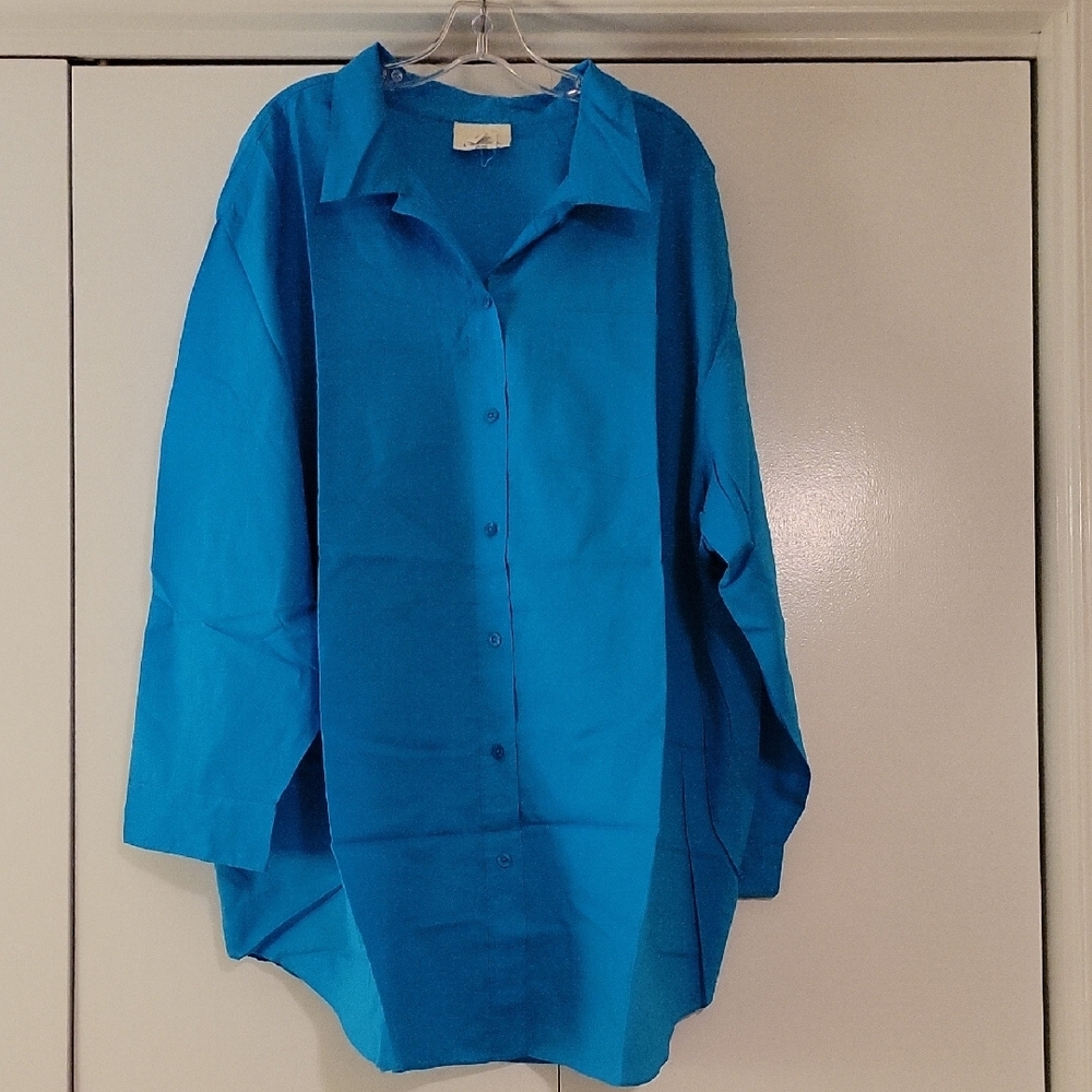Women's Plus Size Teal Blue Tunic Length Shirt 26/28